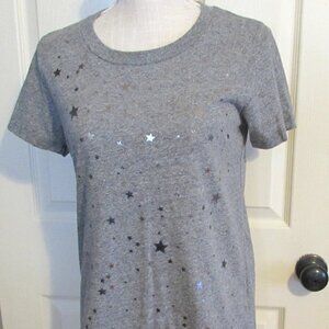 ANTHROPOLOGIE SOL ANGELES Short Sleeve Tee Top Gray with Silver Stars  Size S